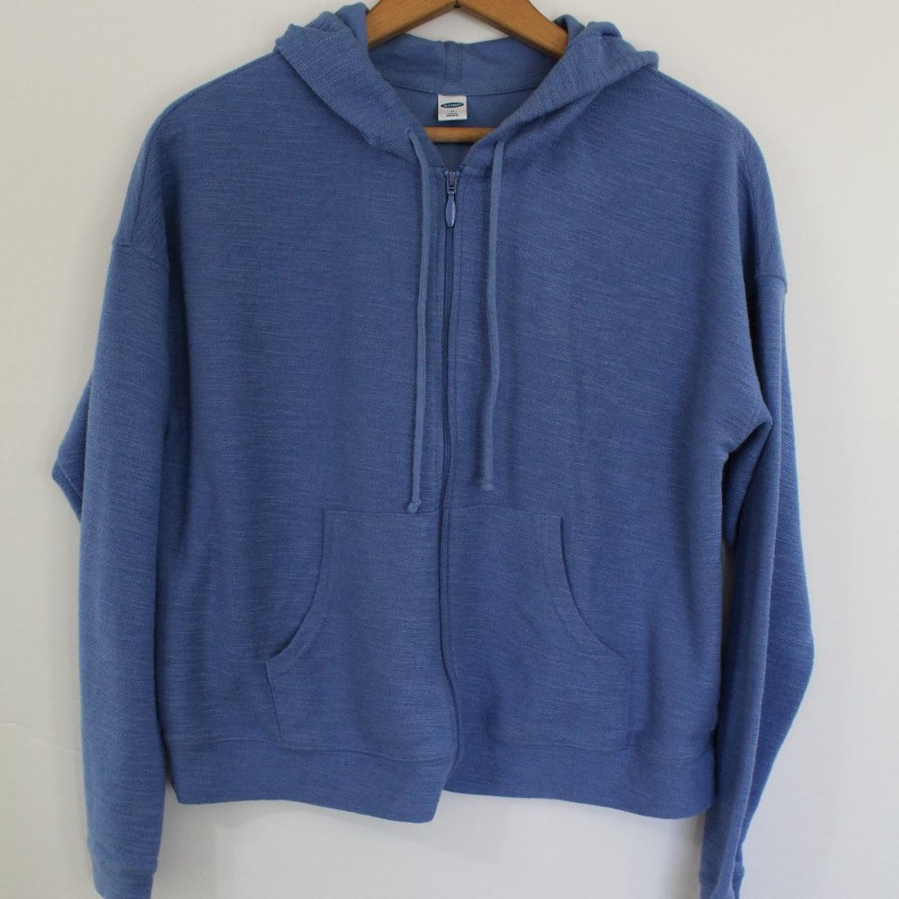 Old Navy Blue Zipper Hooded Jacket, Size‎ Medium